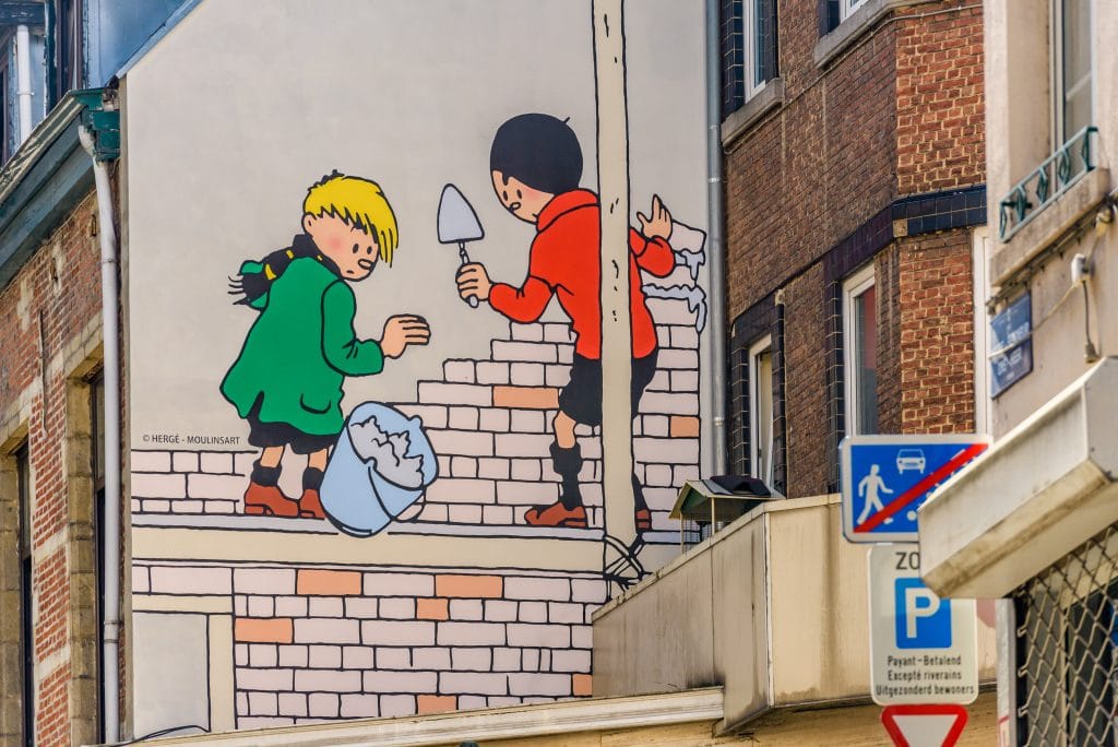 One of the many cartoon murals in Brussels