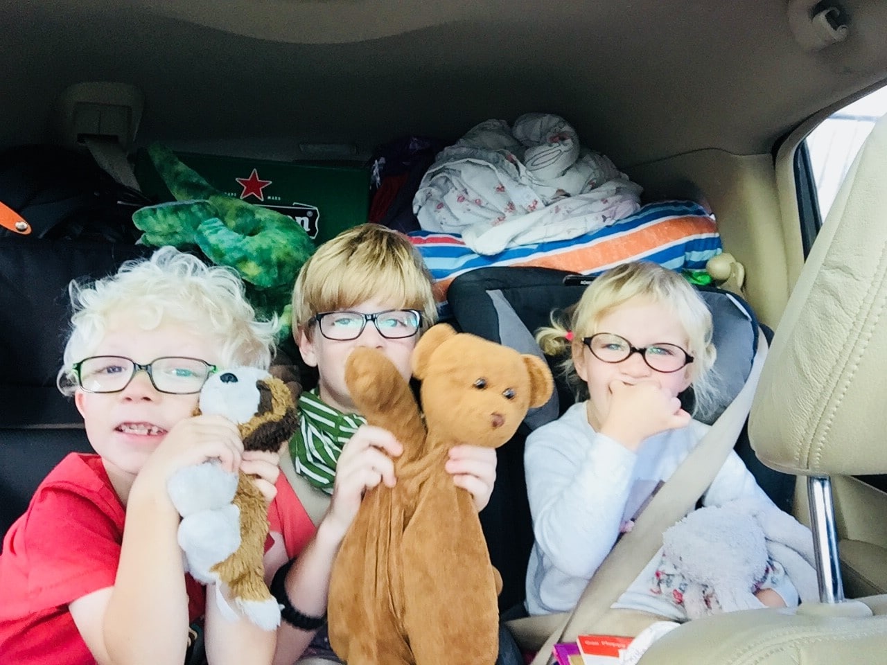 Children in car ready for road trip to Duinrell