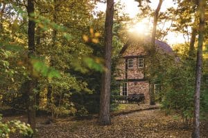 Woodland House at Sunset